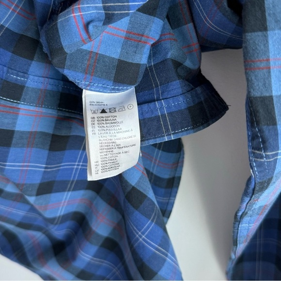 H&M Blue Red Plaid Long Sleeve Button Shirt Size Medium - Picture 5 of 5